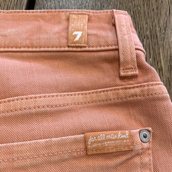 7 for All Mankind Premium Denim  Light Orange Monroe Cutt Off Shorts in size 24 - Picture 3 of 5